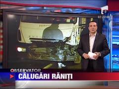 Calugari raniti intr-un accident