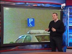 Masina de politie pe parcarea handicapatilor