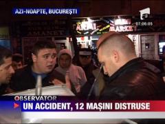12 masini distruse pe un bulevard din Bucuresti