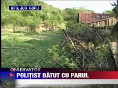 Politist lovit cu un par in cap