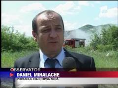 Incendiu de proportii la fosta fabrica de negru de fum din Copsa Mica