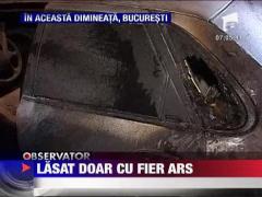 Masina incendiata in parcare