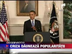 Criza financiara ii erodeaza popularitatea lui Barack Obama