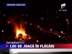 Un loc de joaca pentru copii a ars din temelii, in Sacele