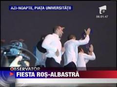 Petrecere ros-albastra in Piata Universitatii