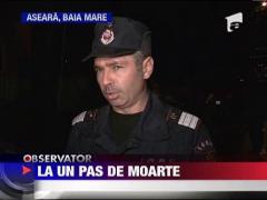 Autoturism in flacari, pe o sosea din Baia Mare