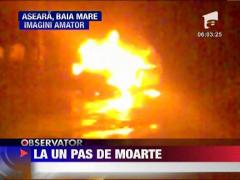 La un pas sa arda de vii in masina