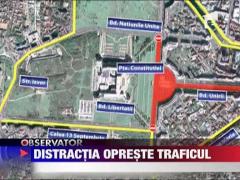 Distractia opreste traficul in centru Capitalei