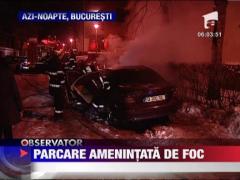 Masina cuprinsa de flacari in Bucuresti