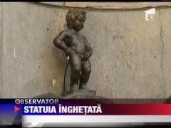 Simbolul orasului Bruxelles a inghetat