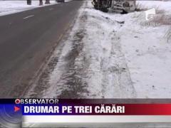 Deszapezire cu alcool: Un sofer beat s-a rasturnat cu utilajul in sant