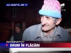 O autoutilitara a luat foc pe DN 17