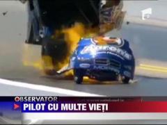 Un pilot a scapat cu viata dupa ce masina in care se afla a explodat