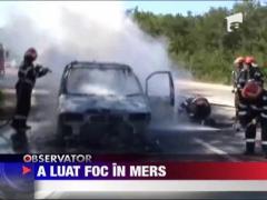 Mehedinti: O masina a luat foc pe DN 56 ‎