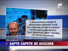 Sapte capete de acuzare au dus la suspendarea lui Traian Basescu
