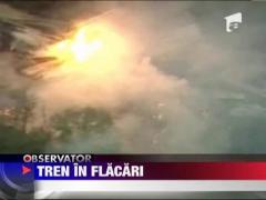 SUA: Un tren a luat foc dupa ce a deraiat