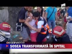 Un autocar cu turisti sarbi s-a rasturnat langa Drobeta Turnu Severin