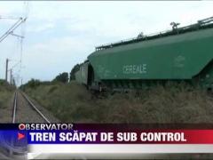 Un tren scapat de sub control a sarit de pe sine
