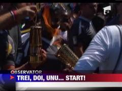 Actorul britanic Patrick Stewart a purtat Torta Olimpica pe strazile din sudul Londrei