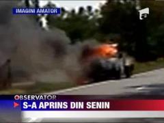 Autoturism aprins din senin pe DN 11