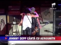 Johnny Deep a cantat alaturi de trupa Aerosmith
