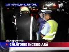 Un autocar a luat foc pe DN1