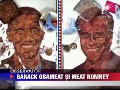 Barack Obama si Mitt Romney au cate un portret din carne de vita