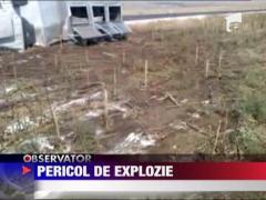Pericol de explozie pe drumul dintre Tulcea si Constanta. O cisterna incarcata cu azotat de amoniu s-a rasturnat