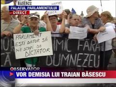 Proteste in fata Palatului Parlamentului! Peste 100 de oameni cer demisia presedintelui suspendat