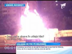 UPDATE / Incendiu violent in Capitala! O conducta gaze s-a fisurat si a luat foc