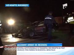 Accident urmat de incendiu
