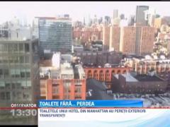 Toaletele unui hotel din Manhattan au peretii exteriori transparenti!