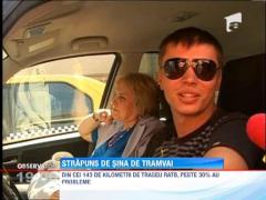 Capcane cumplite impanzesc Capitala! Sofer ranit prin masina de o sina de tramvai