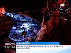Bucuresti: Un sofer a mers un kilometru cu masina in flacari