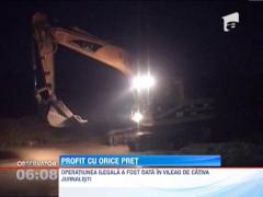 Exploatare ilegala de balast pe albia raului Suceava