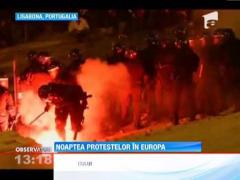 Ziua protestelor in Europa s-a incheiat  cu batai de strada in Portugalia si Spania