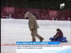 Irinel Columbeanu si Irinuca, cu saniuta pe partie