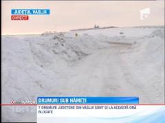 Vaslui: Sapte drumuri judetene sunt blocate de zapada