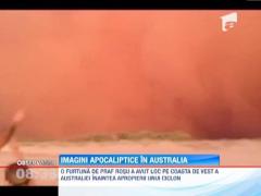 O furtuna de praf rosu a lovit pe coasta de vest a Australiei