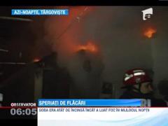 O casa din Targoviste a fost mistuita de flacari. Patru oameni au scapat ca prin minune