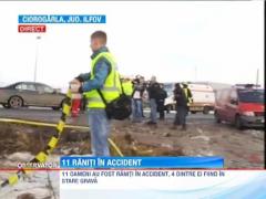 Accident rutier in Ciorogarla, in apropiere de A1: Un microbuz plin cu calatori s-a rasturnat