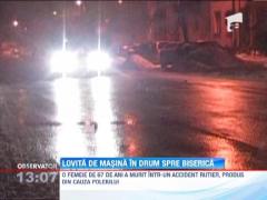 Lovita de masina in drum spre biserica