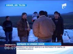 Patru oameni au fost raniti la Tulcea, dupa ce un sofer s-a angajat intr-o depasire pe linia continua