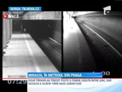 Norocul proverbial al betivului! A scapat nevatamata dupa ce doua garnituri de metrou au trecut peste ea