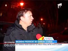 Incendiu provocat de oamenii strazii