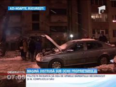 Masina unui bucurestean a fost distrusa de un incendiu provocat de un "cocktail molotov"