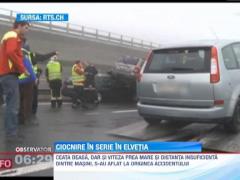 Carambol cu 50 de masini in Elvetia. 11 oameni au fost raniti usor