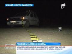 Politisti atacati cu o coasa