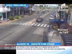 Pieton usor ranit de o barca!