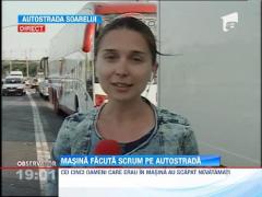 O masina a ars ca o torta pe Autostrada Soarelui